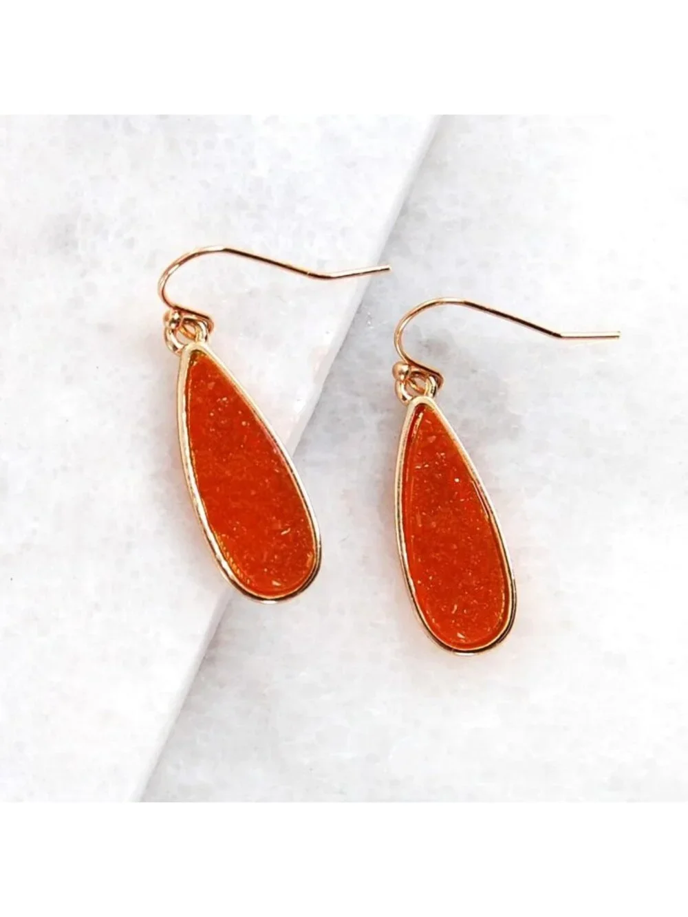 Sparkly Boho Teardrop Dangle Earrings with Simulated Druzy Stones for Women